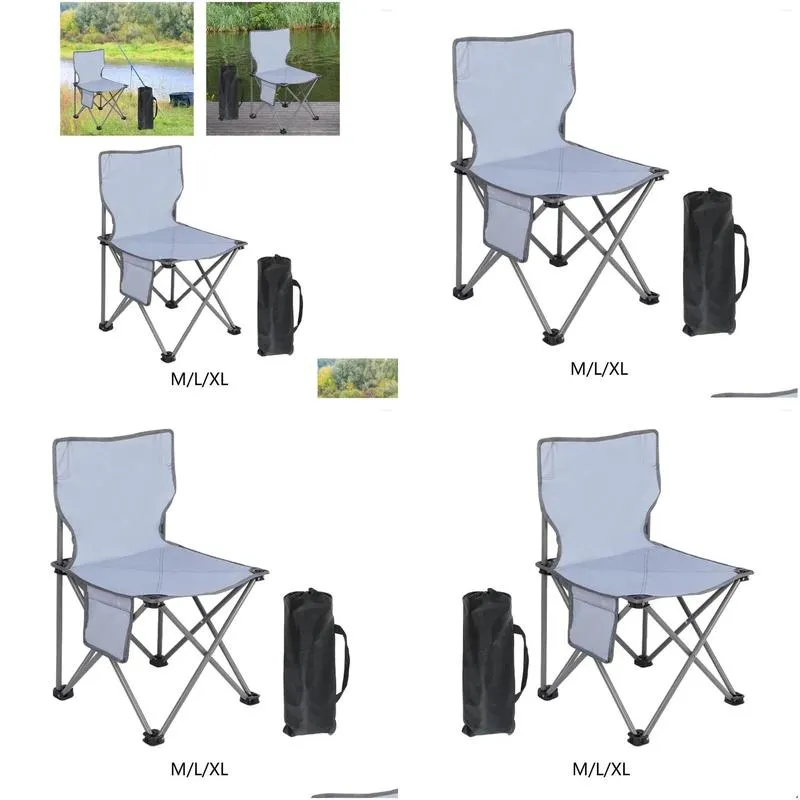 Camp Furniture Portable Camping Chair With Side Pocket Outdoor High Back Folding For Outside Park Beach Picnic Patio Lawn