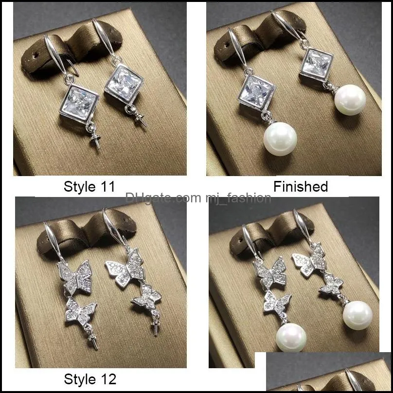 Jewelry Settings 18 Styles Pearl Earrings Zircon Solid 925 Sier Stud Earring For Women Fashion Ring Mounting Blank Diy Drop Dhgarden Dhr2M