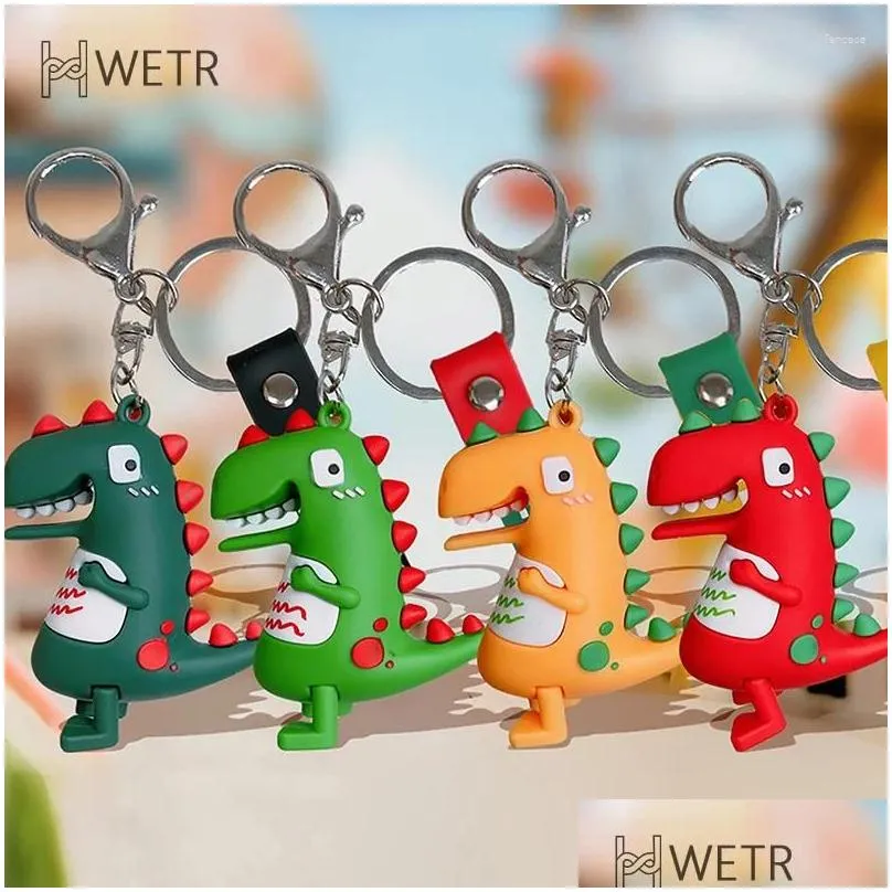 Link Bracelets Kawaii Dinosaur Doll Keychain Trinket Women Men Couple Pendant Bag Car Key Ring