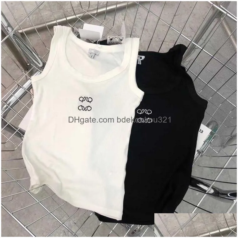 Women`S Knits & Tees Cropped Top T Shirts Women Tank Designer Embroidery Vest Sleeveless Breathable Knitted Plover Womens Sport Tops D Dhjxi