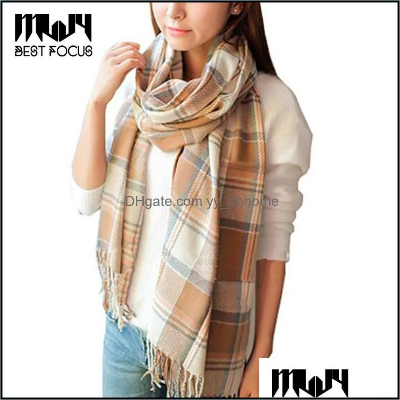 Scarves Plaid Scarf Cold Weather Wraps Cashmere Womens Fashion Long Shawl Big Grid Winter Warm Lattice Large Christmas Drop Delivery A Dh3Jg