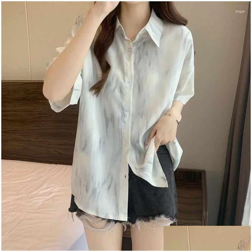 Women`s Blouses Short Sleeve Fashion Woman Blouse 2023 Dress Shirts For Women Vintage Y2k Clothes Shirt & Elegant Youth Clothing