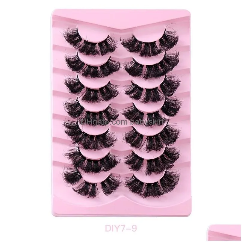 False Eyelashes 7Pairs Diy Fluffy 8D Faux Mink Lashes Segmented Curl Lash Extensions Soft Reusable Cruelty Drop Delivery Health Beauty Dhwjr