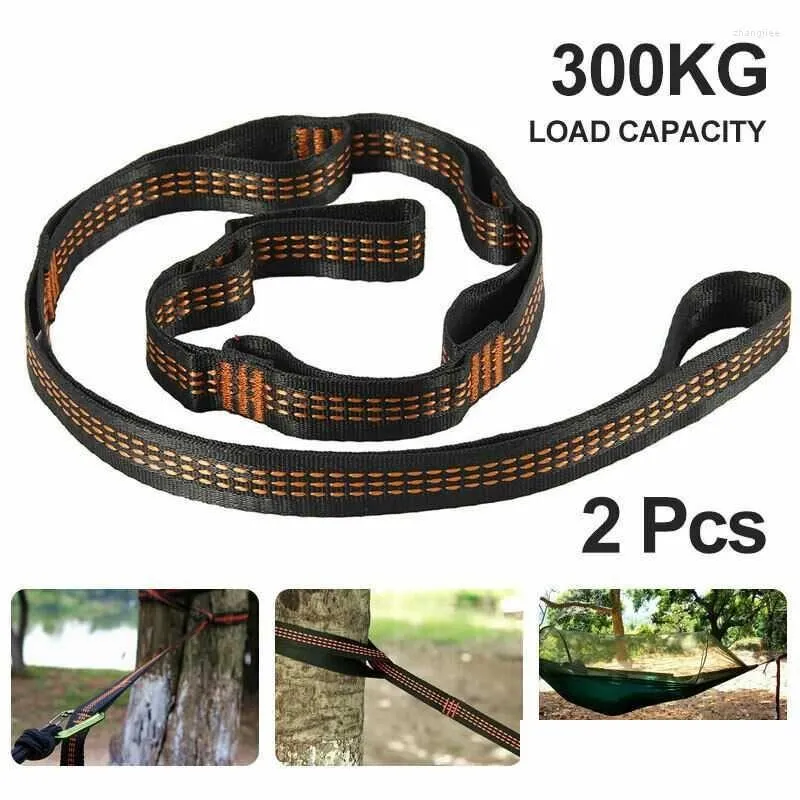 Camp Furniture 2Pcs Hammock Straps Special Reinforced Polyester 5 Ring High Load-Bearing Barbed Black Outdoor Camping