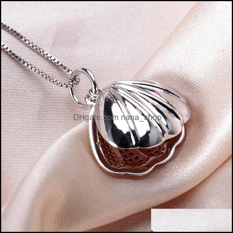 Pendant Necklaces Zircon Shell Pearl Jewelry Necklace Freshwater 925 Sier Choker For Women Statement Wedding Gift Drop Delive Dhgarden Dhlmd