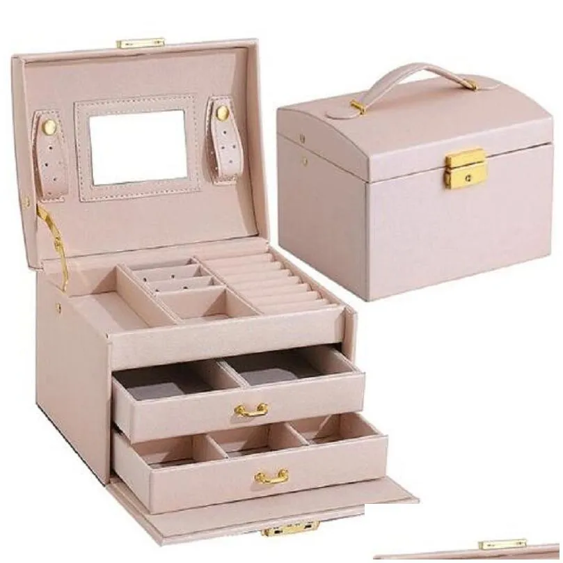 jewelry boxes 3 layers jewelry organizer box large capacity display holder earring ring bracelet storage case for women double drawer