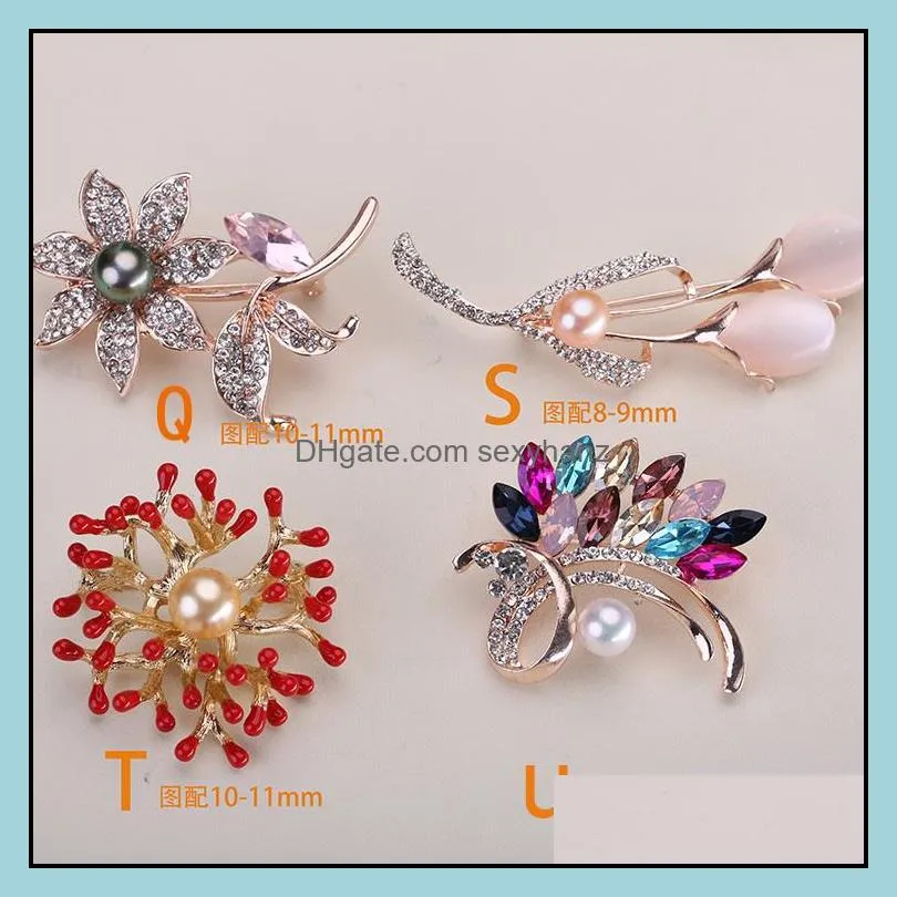 Jewelry Settings Wholesale Pearl Brooch Setting Rhinestone For Women Fashion Accessories 24 Styles Diy Pin Christmas Drop Delivery Dha3Z
