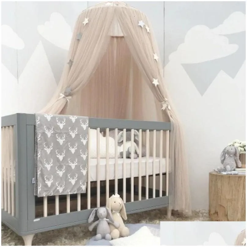 Mosquito Net Hanging Tent Star Decoration Baby Bed Crib Canopy Tulle Curtains for Bedroom Play House Tent for Children Kids Room240327