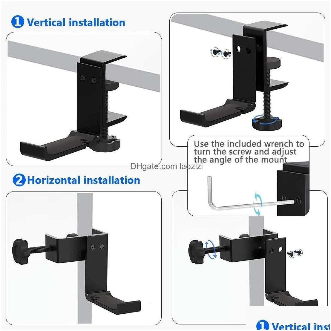 Cell Phone Mounts Holders Explosion Aluminum Alloy Folding Headset Stands Hanging Bracket Stent Exempting The Metal Hook Under Desk Dhotq