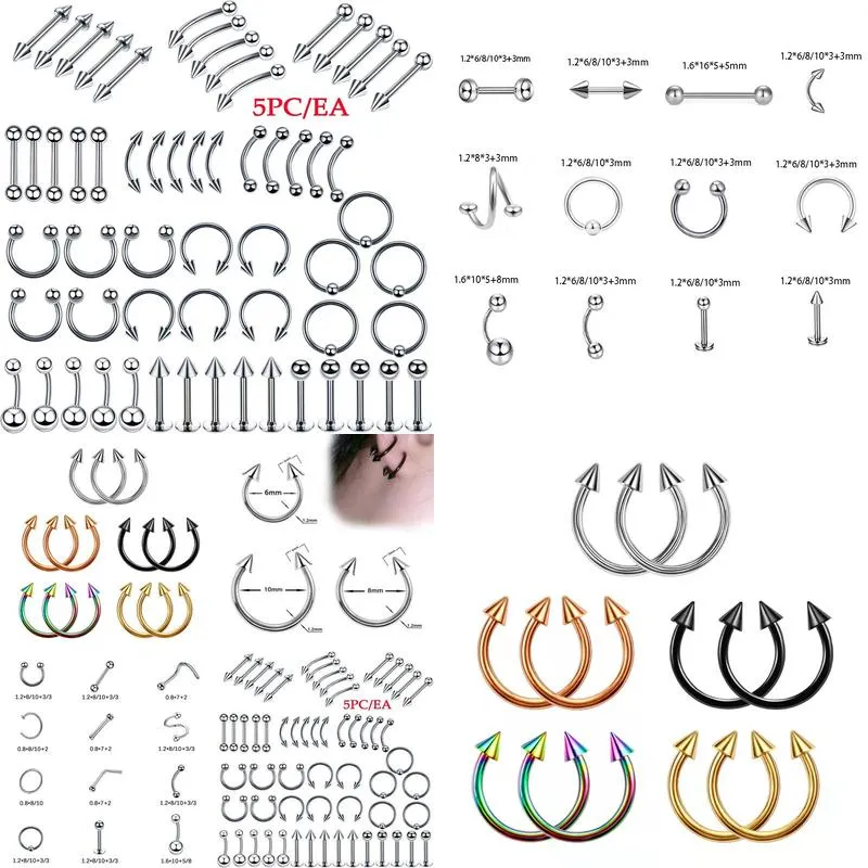 Nose Rings Studs Fashion Stainless Steel Horseshoe Fake Ring C Clip Lip Piercing Stud Hoop For Women Men Barbell Drop Delivery Je J Otvaf