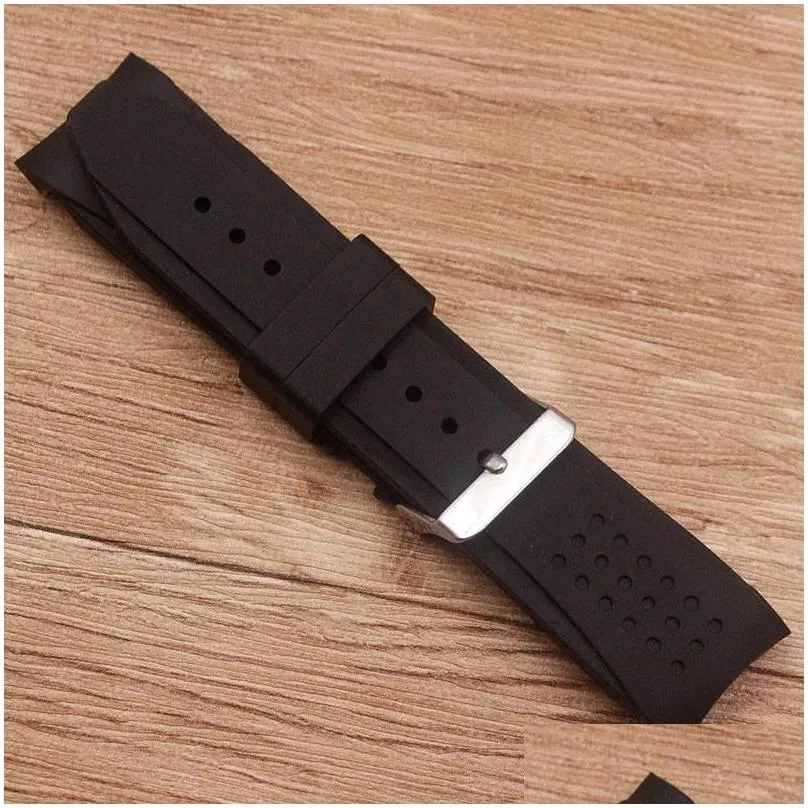 watch bands accessories silicone strap curved interface 24mm pin buckle mens for all brands