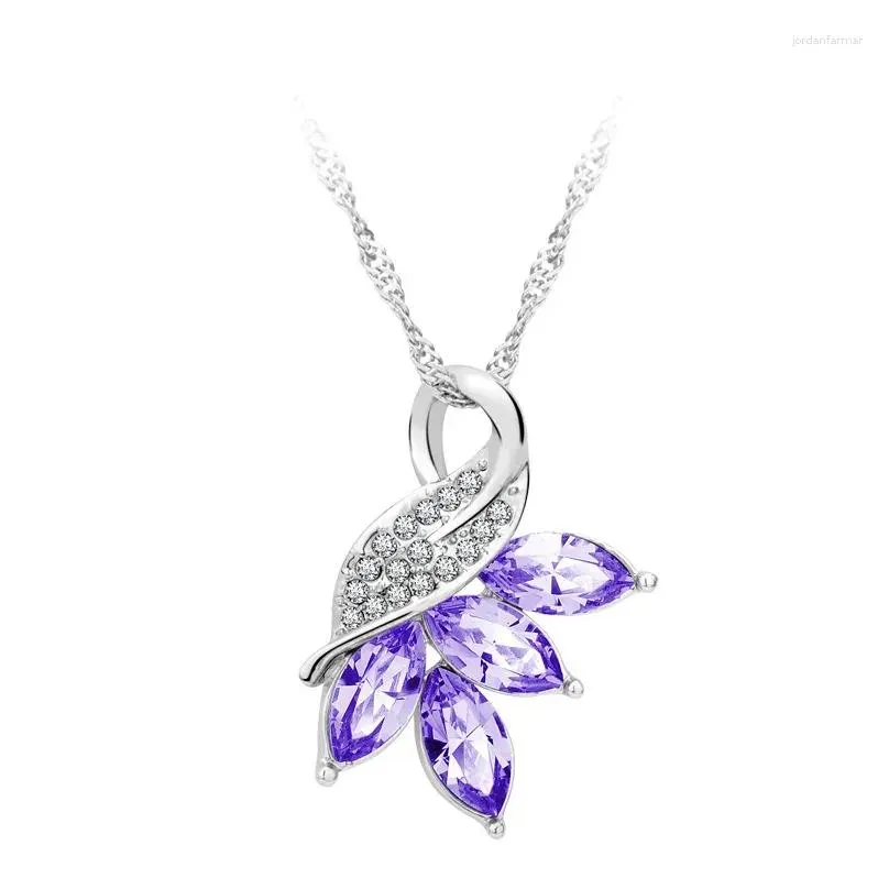 Pendant Necklaces NL-00570 2024 In Trending Jewelry Accessories For Women Silver Plated Crystal Leaf Necklace Wedding Gift Black Friday