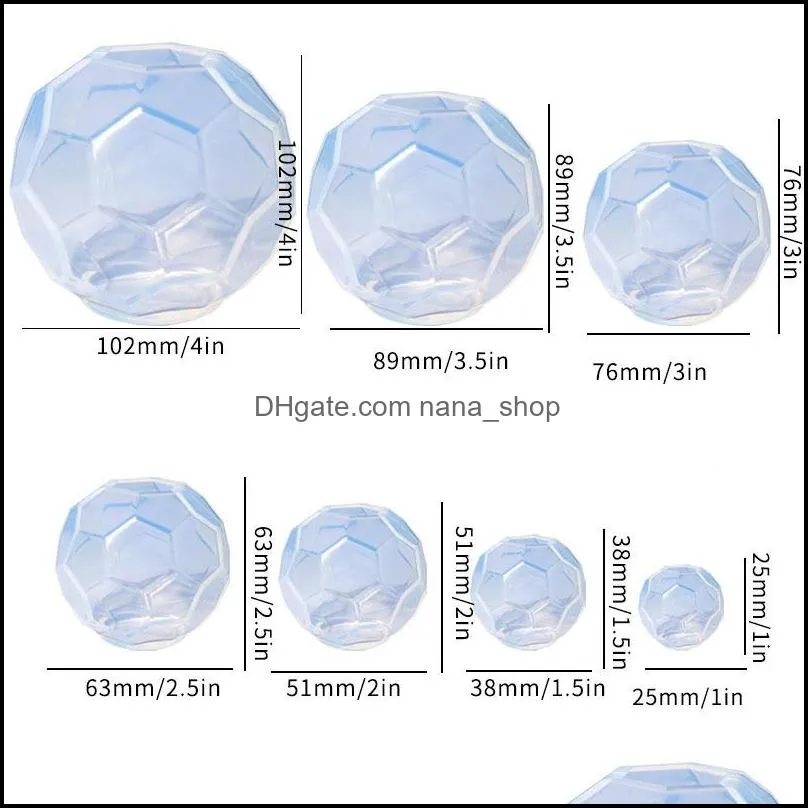 hexagonal cut surface sphere resin mold soft silicone flexible round ball faceted resin gem mould diy jewelry crafts