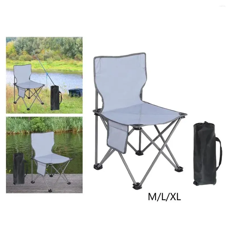 Camp Furniture Portable Camping Chair With Side Pocket Outdoor High Back Folding For Outside Park Beach Picnic Patio Lawn