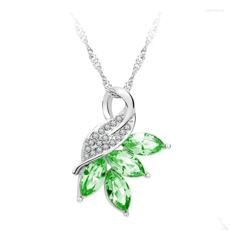 Pendant Necklaces NL-00570 2024 In Trending Jewelry Accessories For Women Silver Plated Crystal Leaf Necklace Wedding Gift Black Friday