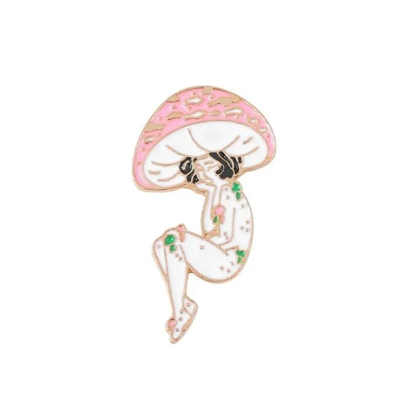 Pins, Brooches Mushroom Lady Enamel Pins Custom Girls And Plant Lapel Badges Cartoon Nature Art Jewelry Gift For Friends Drop Deliver Dhp6U