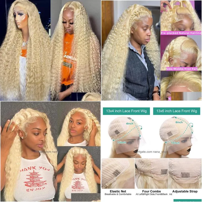 Synthetic Wigs 30 40 Inch 613 Blonde 13X4 Hd Lace Frontal Wig 13X6 Loose Deep Wave For Black Women Brazilian Curly Front Human Hair D Dh7It