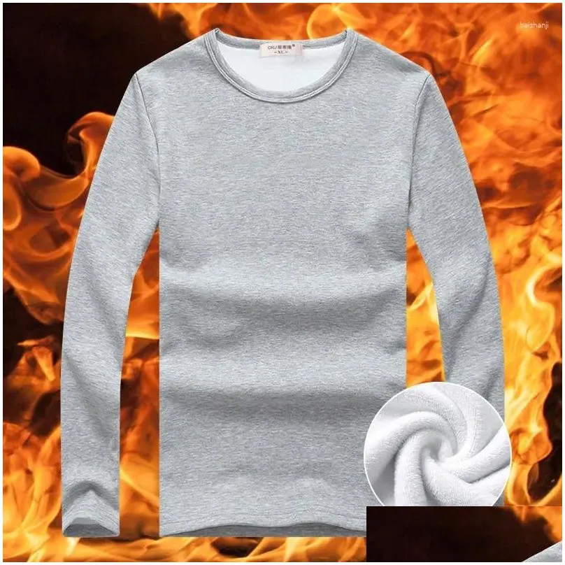 Men`s Thermal Underwear Men Thermo Winter Warm Long Johns Shirt FleeceThermal Clothes Sleeves Compressed