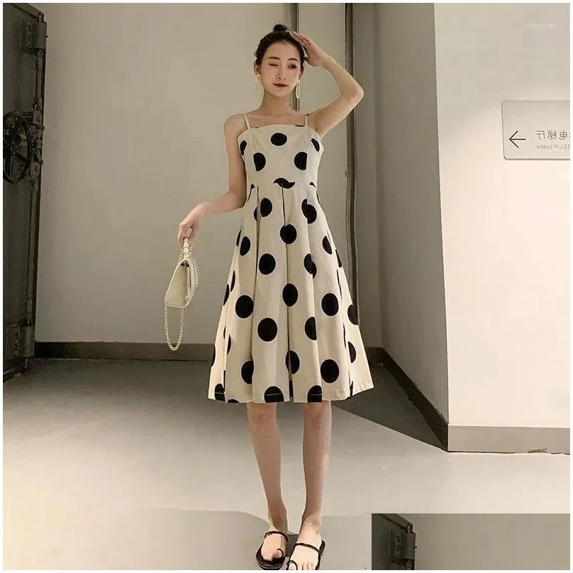 Casual Dresses Strap Dress 2023 Summer French Vintage Fashion Dot Design Sleeveless Temperament A-line Loose Length Two Kinds