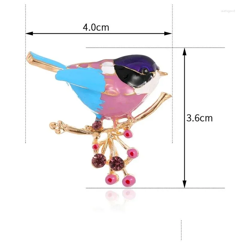 Brooches 1PC Simple Style Alloy Dripping Oil Bird Brooch Fashion Personality Animal Corsage Pin Accessories