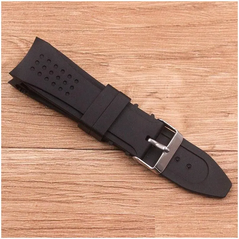 watch bands accessories silicone strap curved interface 24mm pin buckle mens for all brands