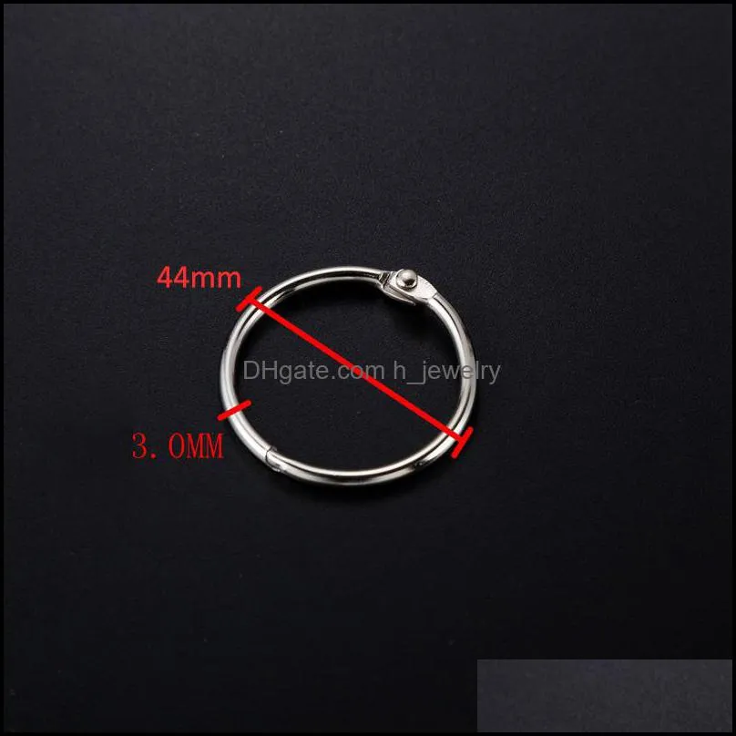 Key Rings Book Binder Flexible Open Metal Ring Circlips 3X44Mm Nickel For Folder Diy Po Album Tags Clips Mti Purpose Drop Delivery Je Dhf9G