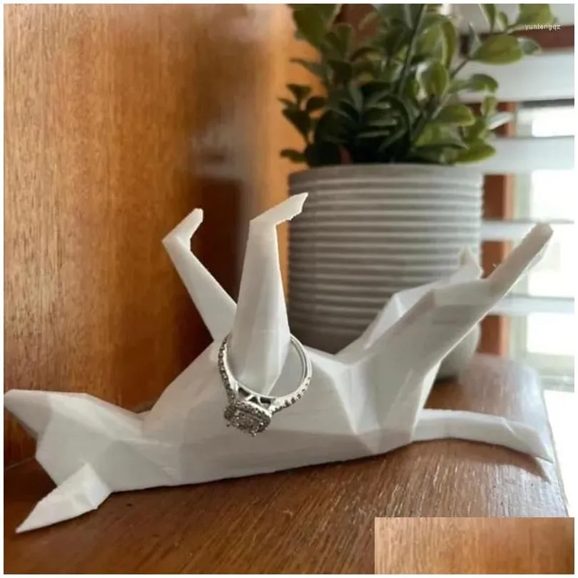 Jewelry Pouches Luxury Adorable Dog Ring Holder Gifts For Women Friends Female Mom Grandma Aunt As Mothers Day White 1 Piece