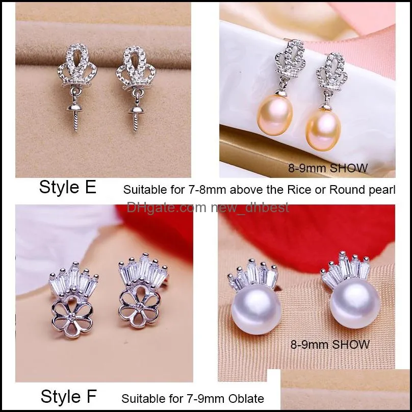 Jewelry Settings 925 Sier Pearl Earrings Setting Zircon Earring Eardr Mounting Earings Blank Diy Wedding Gift For Drop Deliv Dhgarden Dhipv