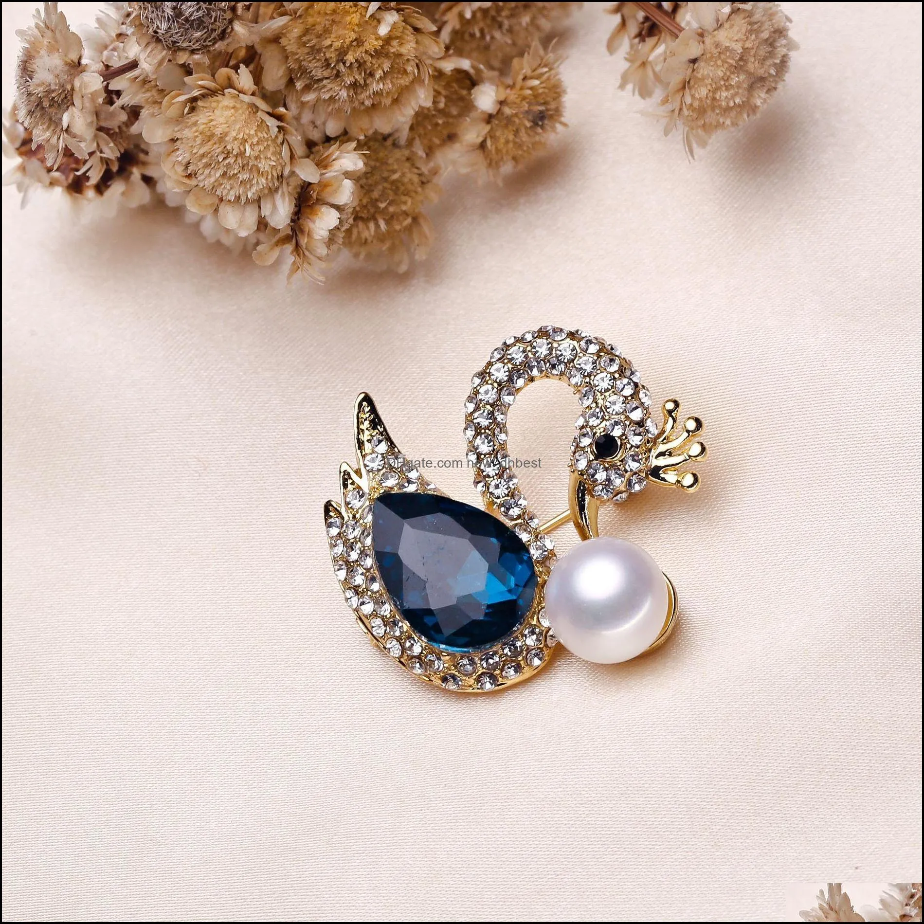 Jewelry Settings Animal Pearl Brooch Setting Rhinestone For Women Fashion Accessories 9 Styles Diy Pins Christmas Drop Delivery Dhxf8