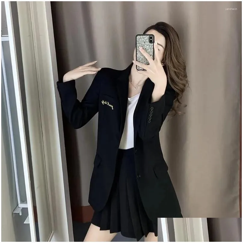 Women`s Suits Stylish Blazer Suit Jacket For Women Clothing 2024 Spring Autumn Korean Long Sleeved Slim Blazers Coats Lady Black Tops