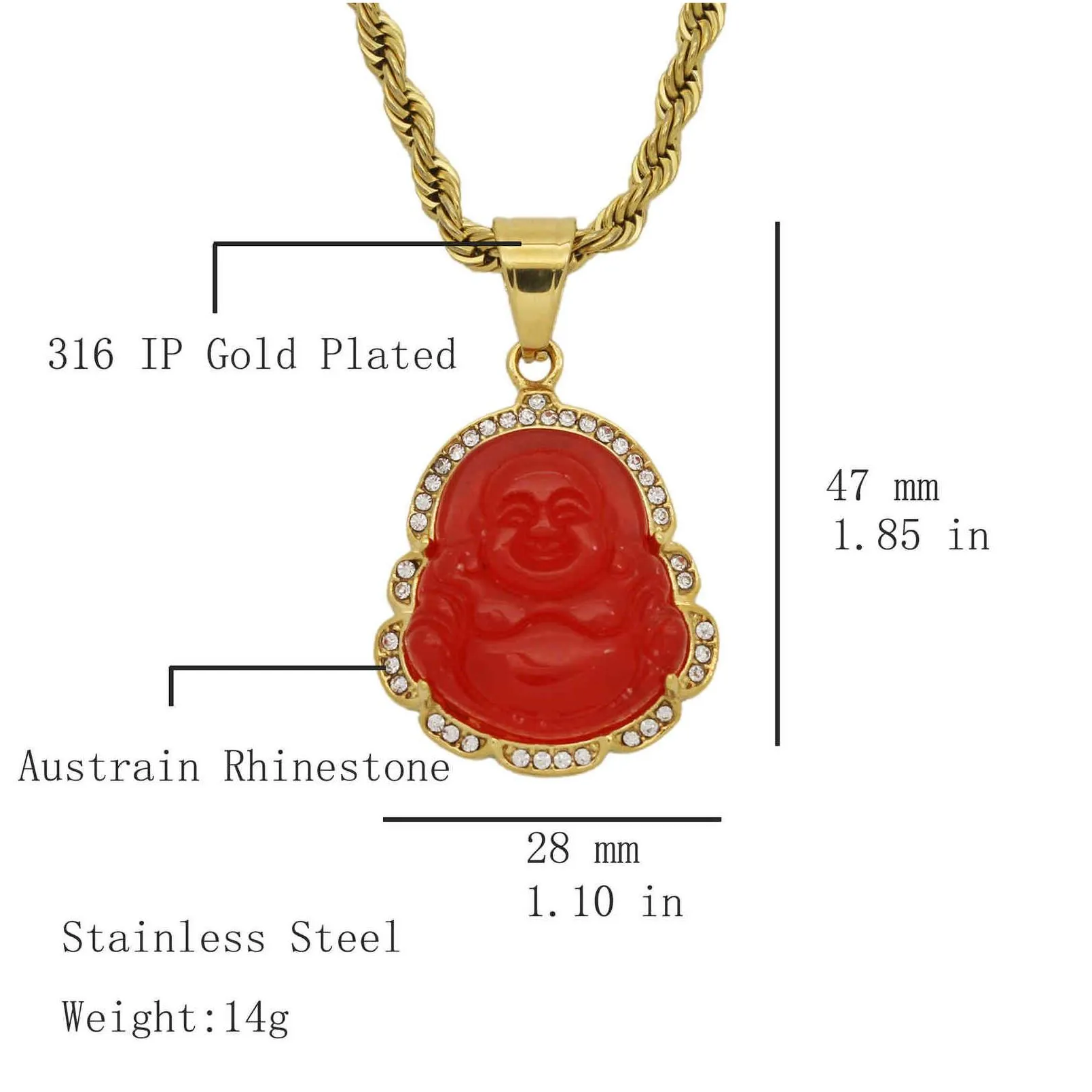 green jade jewelry laughing buddha pendant chain necklace for women stainless steel 18k gold plated amulet accessories mothers day