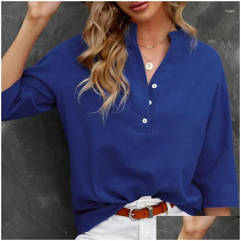 Women`s Blouses Solid Casual Loose Shirts For Women 2024 Summer Vintage Oversized And Fashion Elegant Youth Female Tops