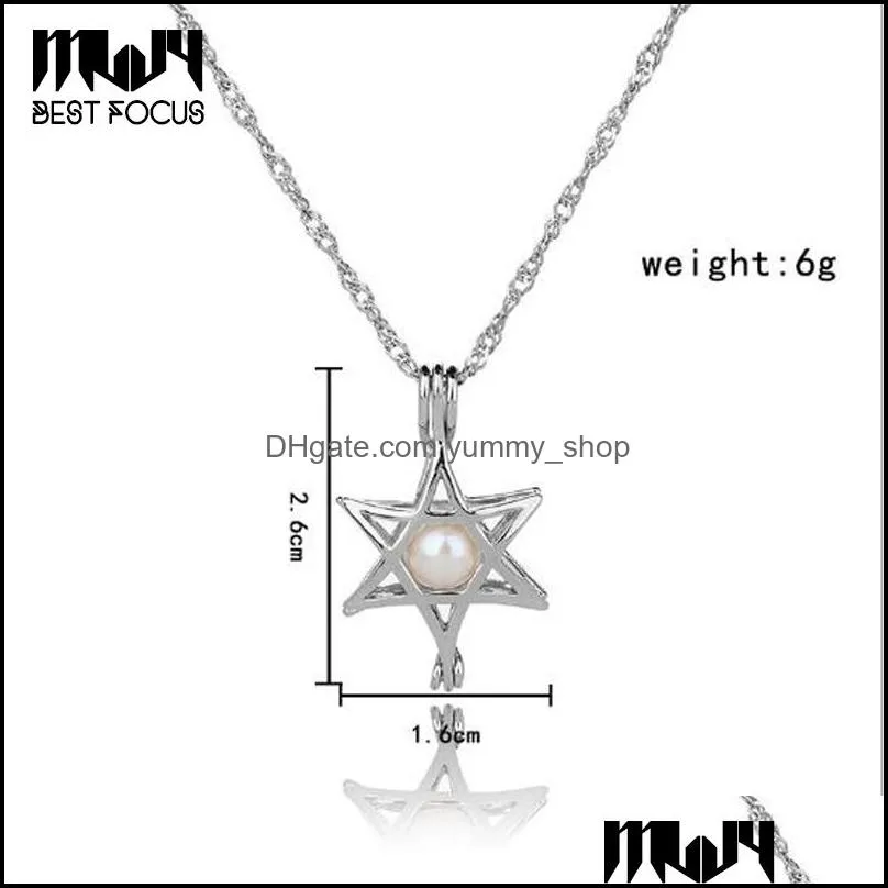 Pendant Necklaces Natural Freshwater Pearl Cage Necklace Sier Pated Jewelry For Women Gem Beads Pendants 14 Styles Drop Delivery Dhoan