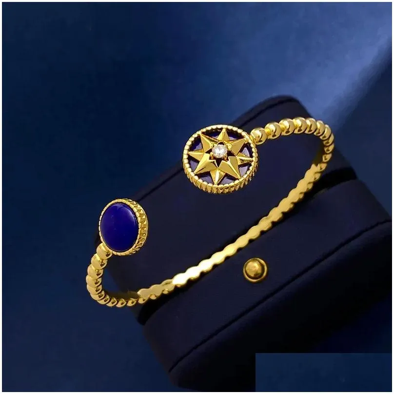 Bangle European And American Fashion Octagonal Star Lucky Disk C-shaped Open Bracelet