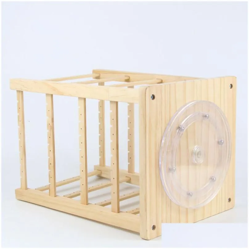 jewelry boxes rotating wooden earring holder display stand necklace jewelry organizer tray showcase stand storage box 4 layers 230606