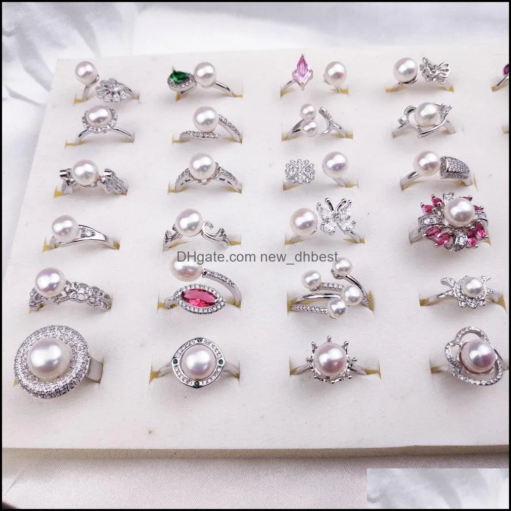 Jewelry Settings 36 Styles Pearl Ring Diy Accessories Fashion Wedding Rings S925 Sier For Female Gift Drop Delivery Dhfju