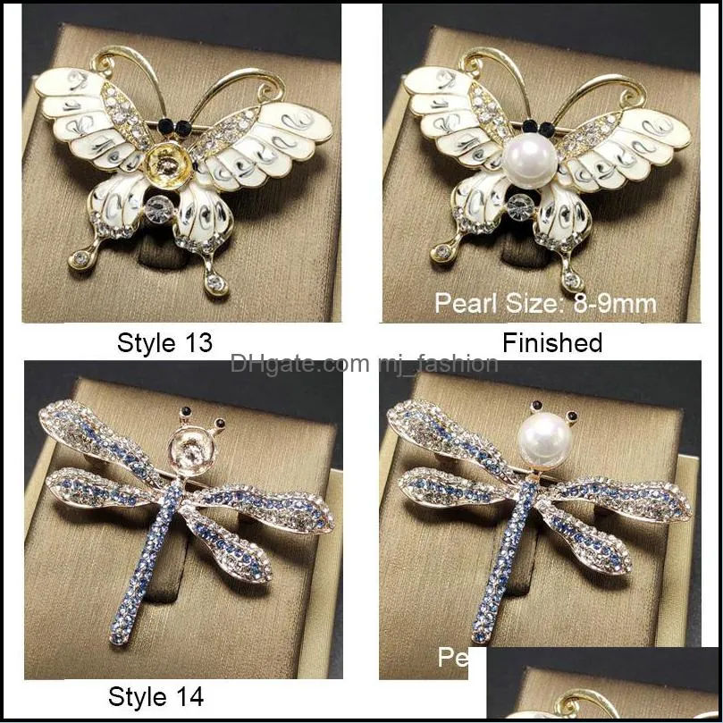 Jewelry Settings Wholesale Pearl Brooch Setting Gold For Women Rhinestone Fashion Accessories Diy Pins Christmas Gift 14 Drop Deliver Dhbjw