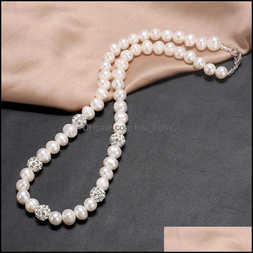 Beaded Necklaces 100% Freshwater Pearl Necklace For Women 8-9Mm White Potato Shape Wholesale Jewelry Gifts 6 Pcs/Lot Drop Delivery Pen Dhzu9