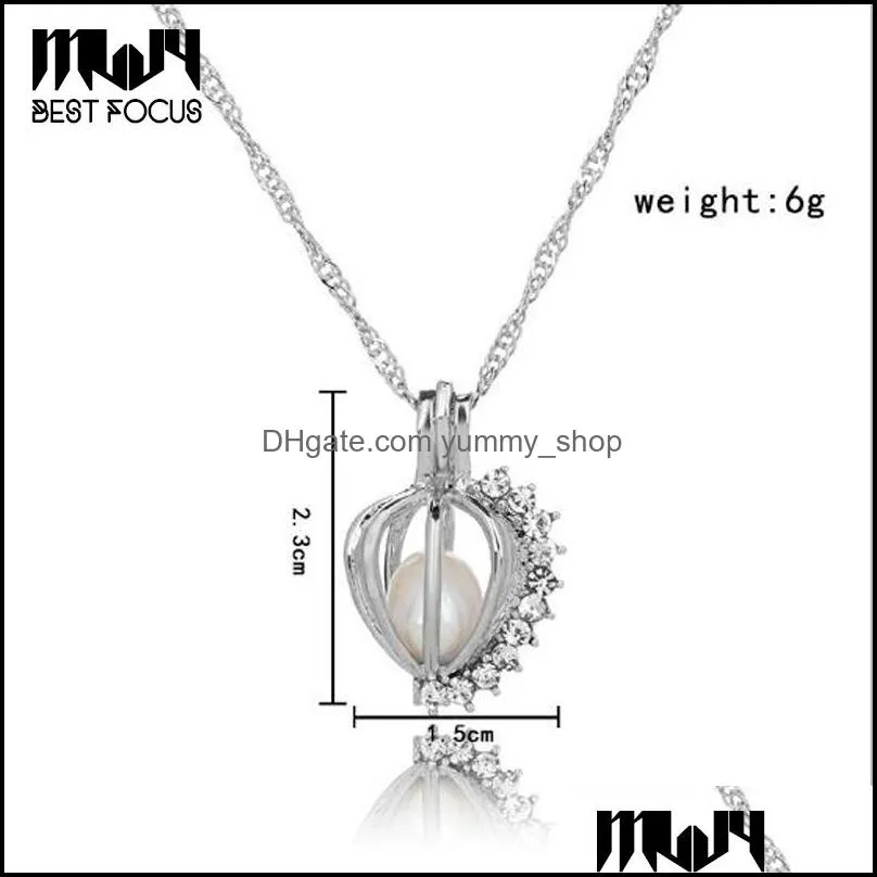 Pendant Necklaces Natural Freshwater Pearl Cage Necklace Sier Pated Jewelry For Women Gem Beads Pendants 14 Styles Drop Delivery Dhoan