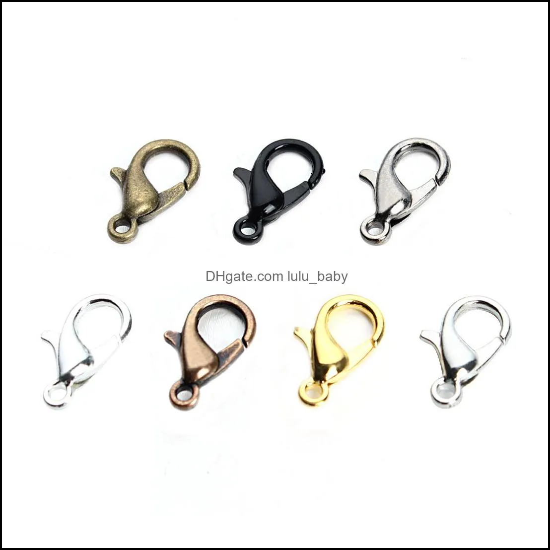 Clasps & Hooks 7 Colors Alloy Lobster For Necklace 12Mm Accessories Diy Hook With Open Tools Ring Jewelry Making Drop Delivery Finding Dhlwk