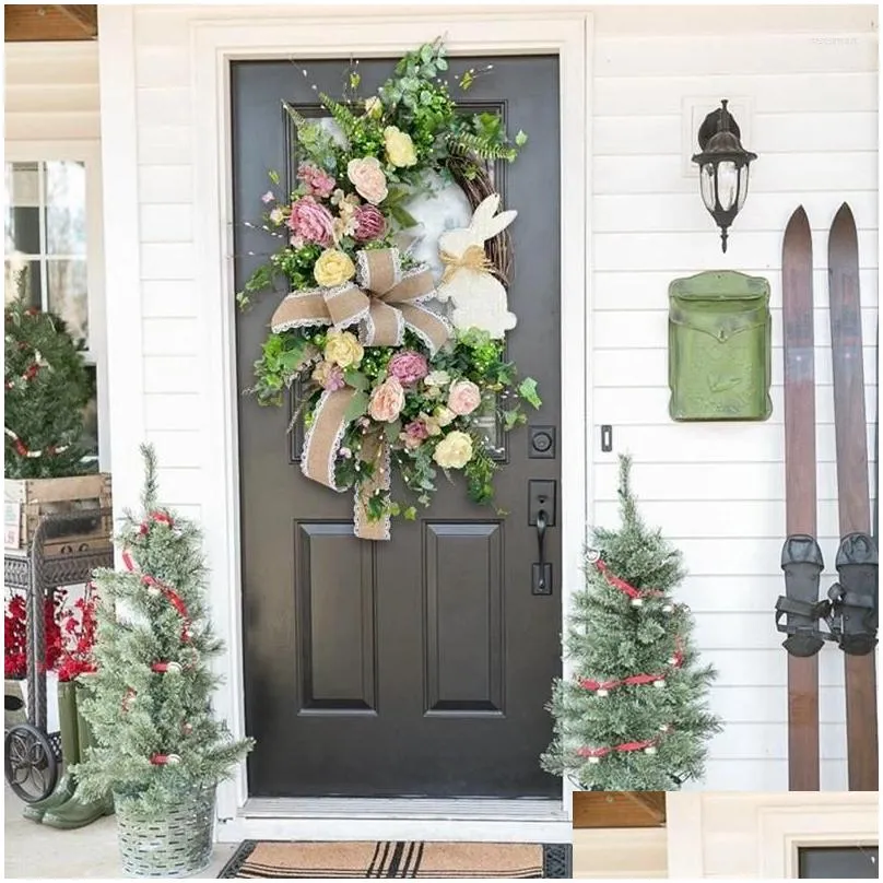 Decorative Flowers Easter Front Door Wreath For BuShape Garland Wall Decor Spring Decoration