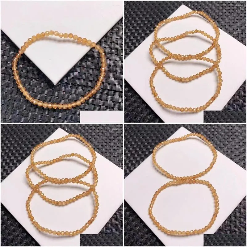 Link Bracelets 3.5MM Natural Orange Garnet Facet Bracelet Crystal Reiki Healing Stone Fashion Jewelry Gifting Gift For Women 1pcs