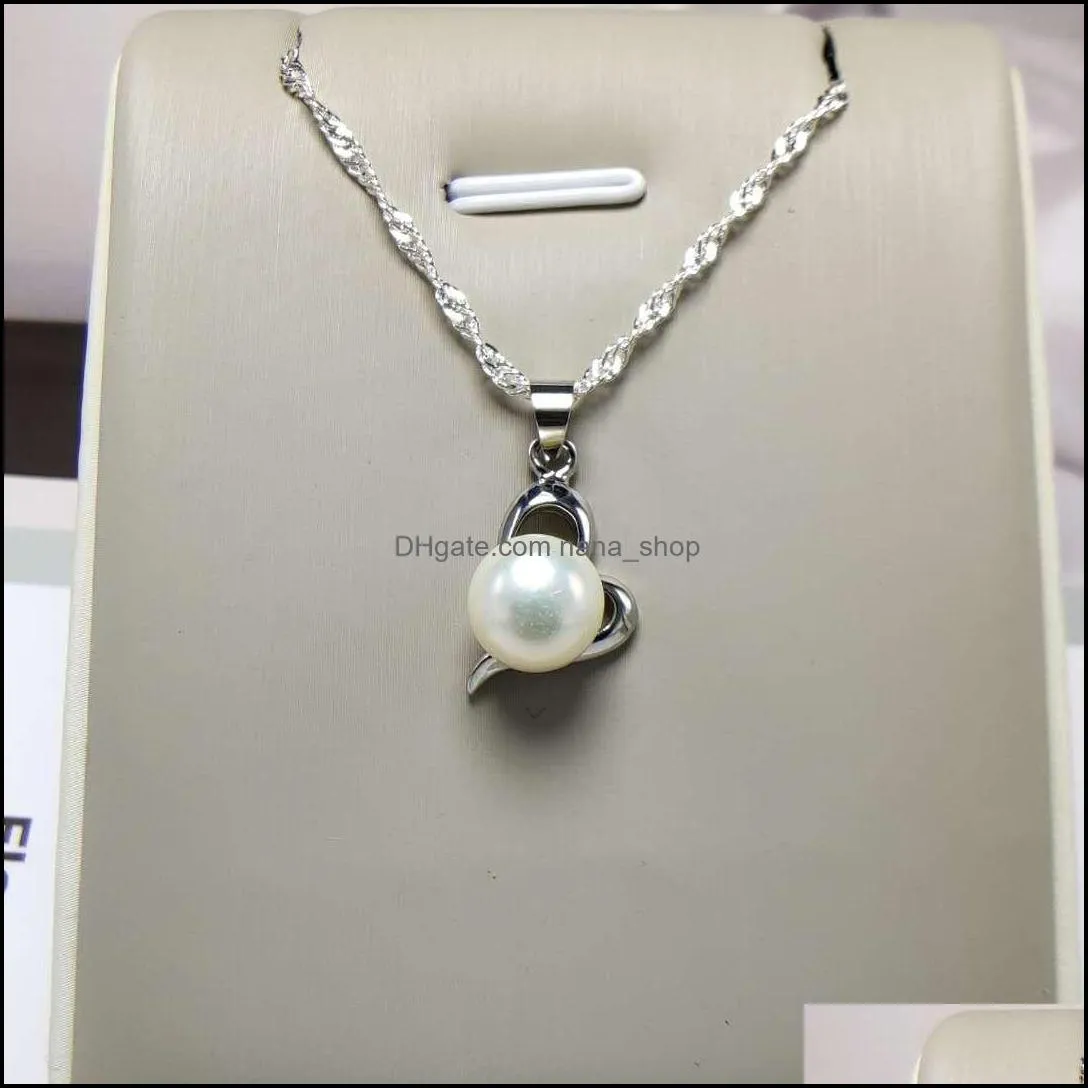 100% freshwater pearl necklace sliver pendant mix styles diy pearl necklace for women girl jewelry with chain christmas gift