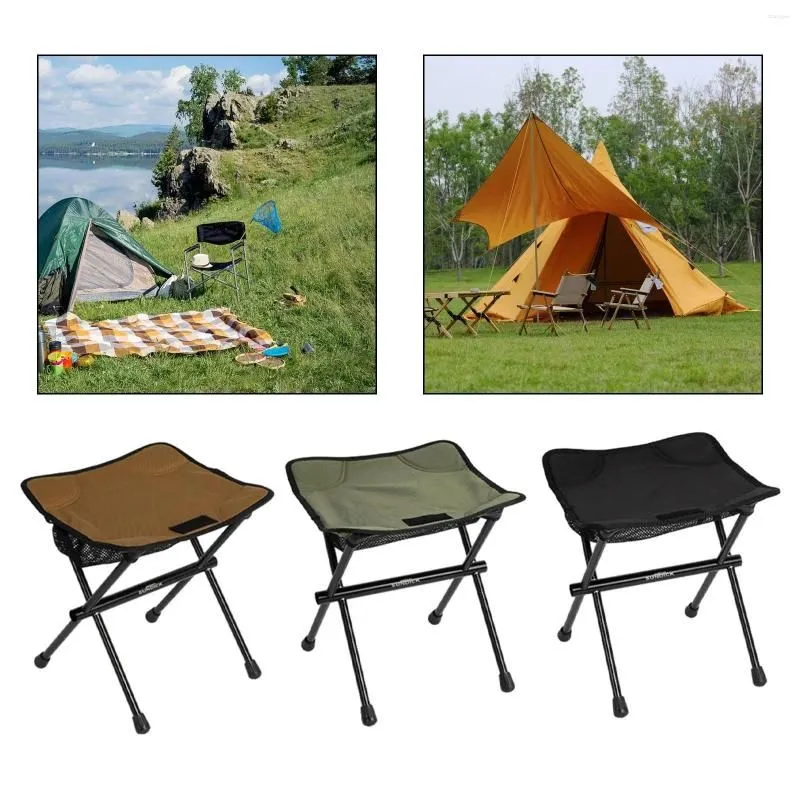 Camp Furniture Camping Folding Stool Collapsible Seat Foldable Footstool Saddle Chair For