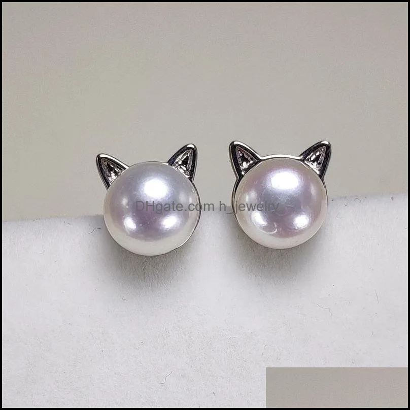 Stud Freshwater Ctured Pearl Earrings For Women Sier Earring Dangle 7-8Mm Oblate Wedding Gift Drop Delivery Jewelry Dhgarden Dh1Ro