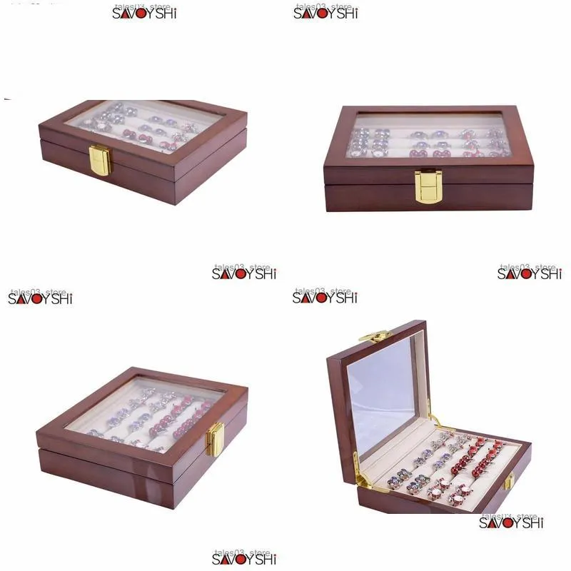 jewelry boxes glass cufflinks box for men high quality painted wooden collection display box storage 12pairs capacity rings jewelry box
