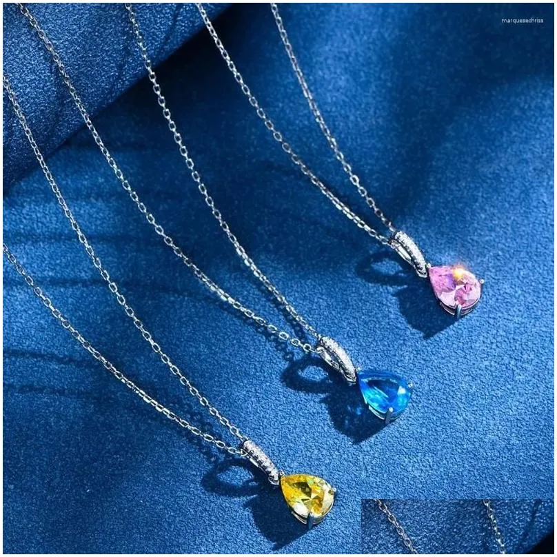 Chains Models Classic Droplet Yellow Diamond Necklace For Women Pure Silver Wholesale Fashion Trend Small And Versatile