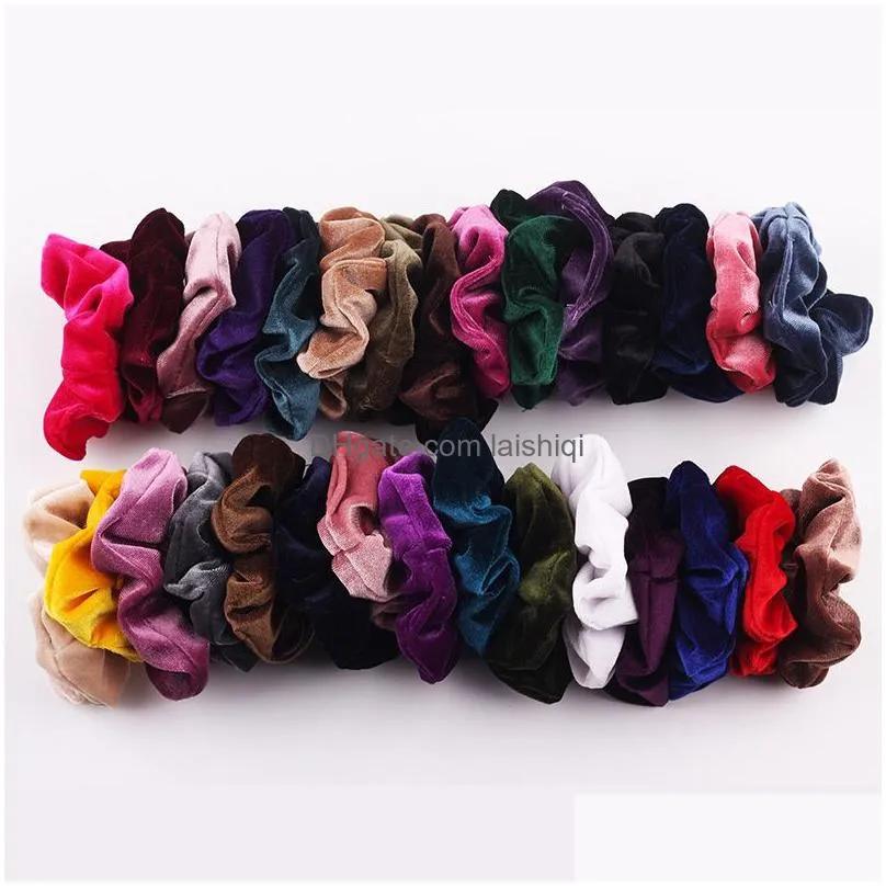 Hair Accessories 40 Colors Veet Scrunchies Elastic Hairband Solid Color Women Girls Headwear Ponytail Holder Hairs 50Pcs8323765 Drop Dht9E