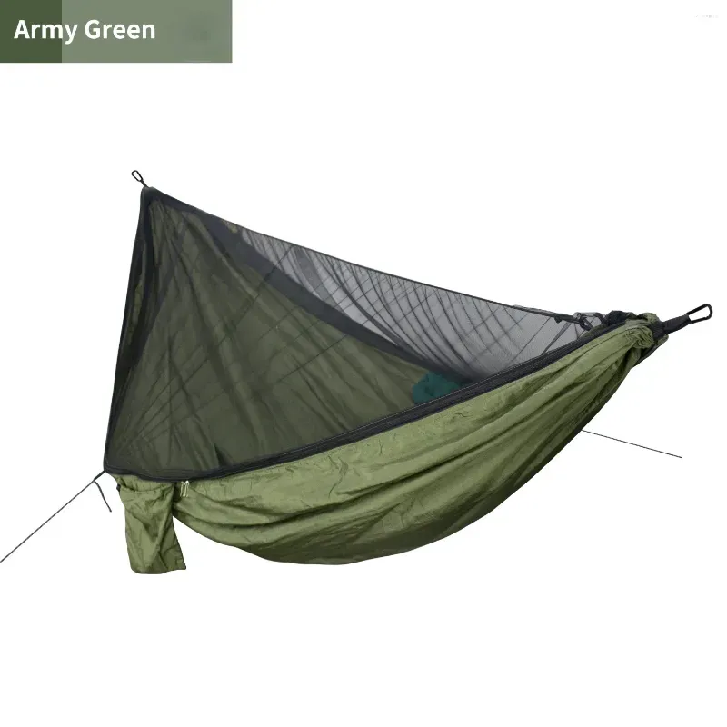 Camp Furniture 1-2 Person Portable Outdoor Camping Hammock With Mosquito Net High Strength Parachute Fabric Hanging Bed Hunting