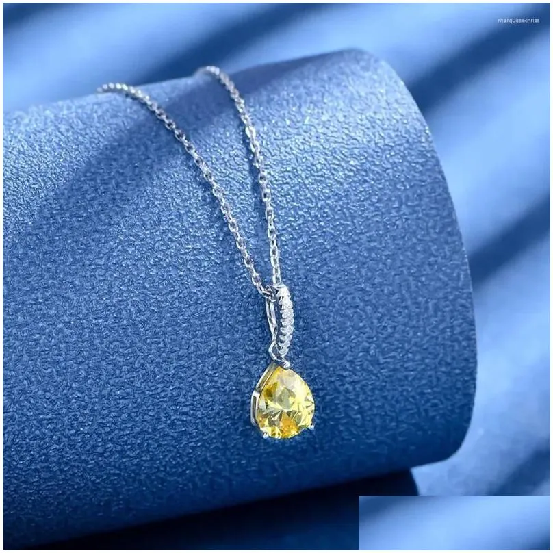Chains Models Classic Droplet Yellow Diamond Necklace For Women Pure Silver Wholesale Fashion Trend Small And Versatile